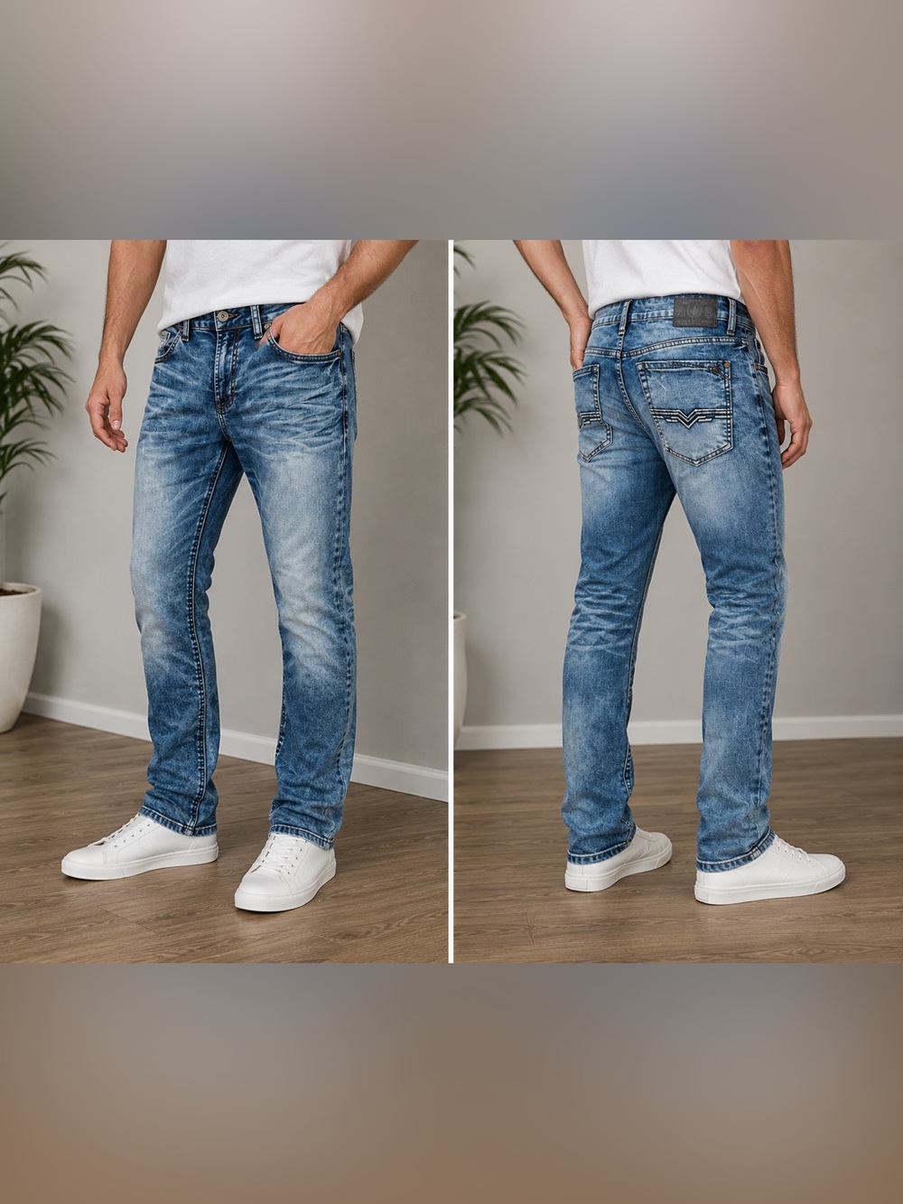 Buffalo David Bitton Evan-X Men's Jeans 34x32 Blue Slim Stretch Denim Distressed
